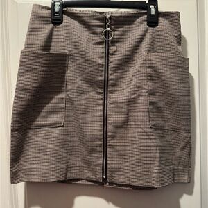 Pimkie Houndstooth Mini Skirt with Front Zipper S / EU 34